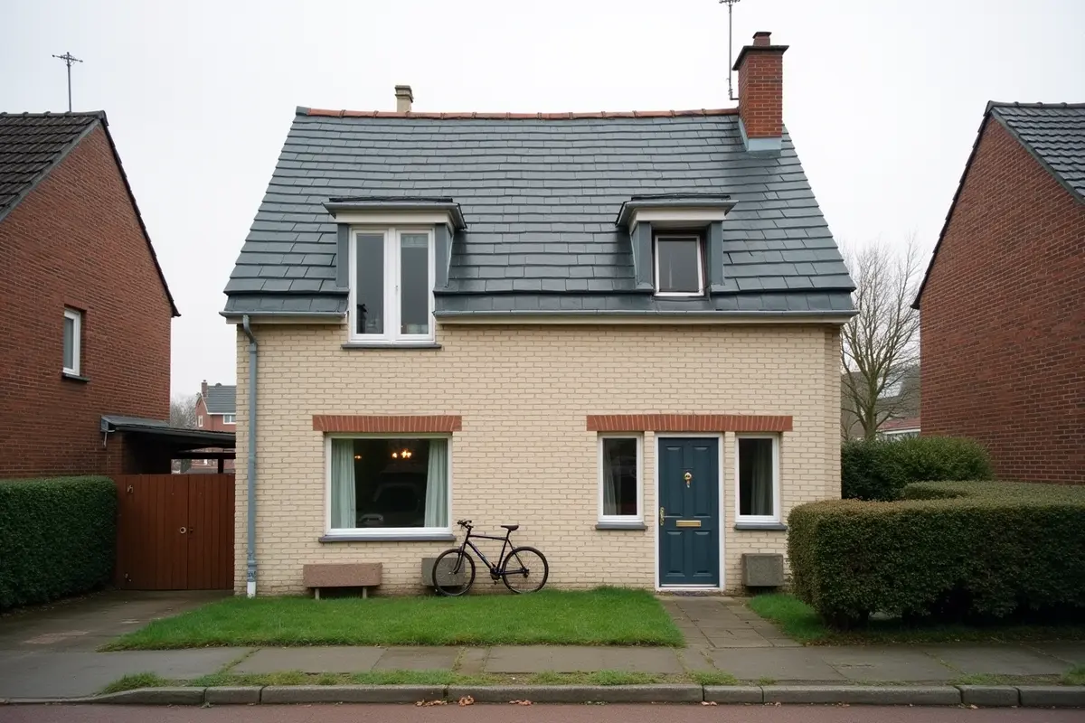 Halfopen gezinswoning met een kleine voortuin
