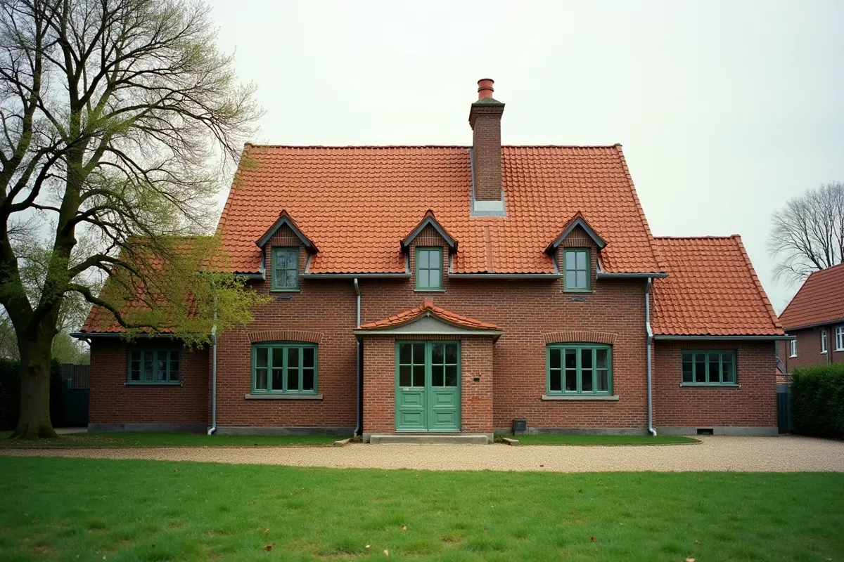 Bakstenen woning uit de jaren dertig met een grote voortuin